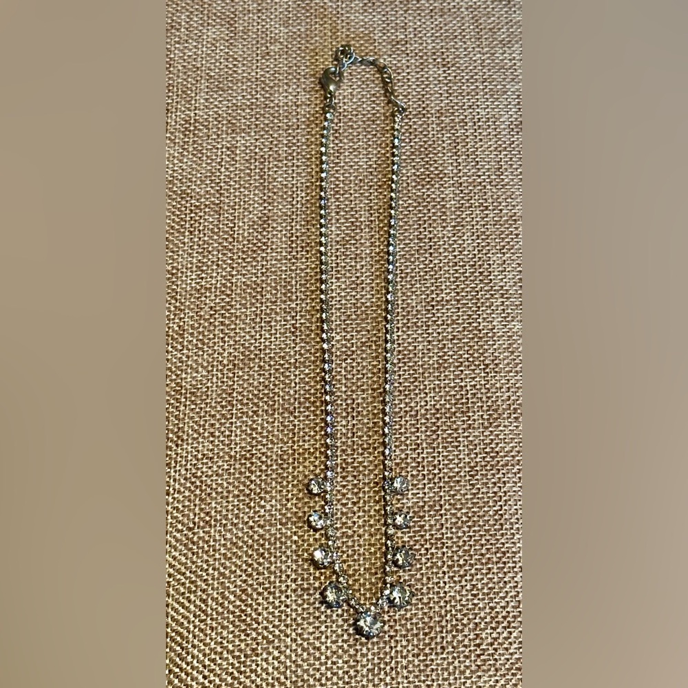 Crystal Pendant Necklace - Silver Tone